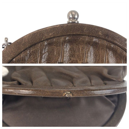 Prada Brown Silver Leather Handbag Pouch