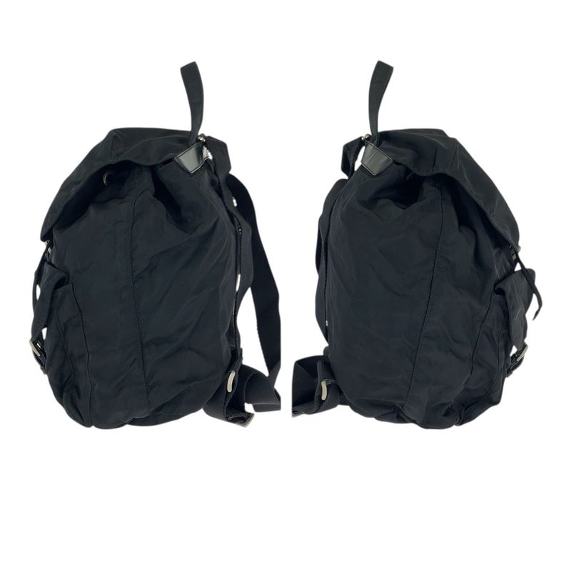 Prada Tessuto Black Silver Nylon Leather Backpack