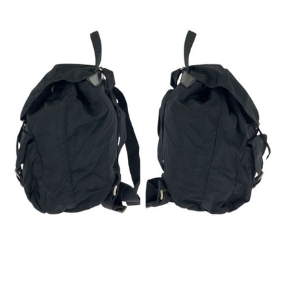 Prada Tessuto Black Silver Nylon Leather Backpack