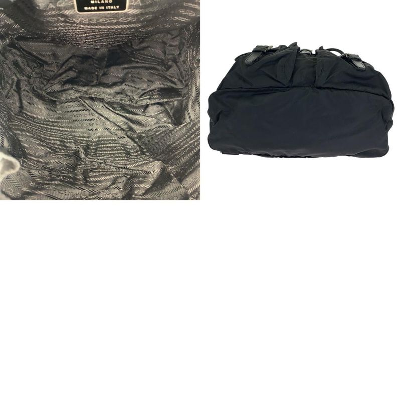 Prada Tessuto Black Silver Nylon Leather Backpack