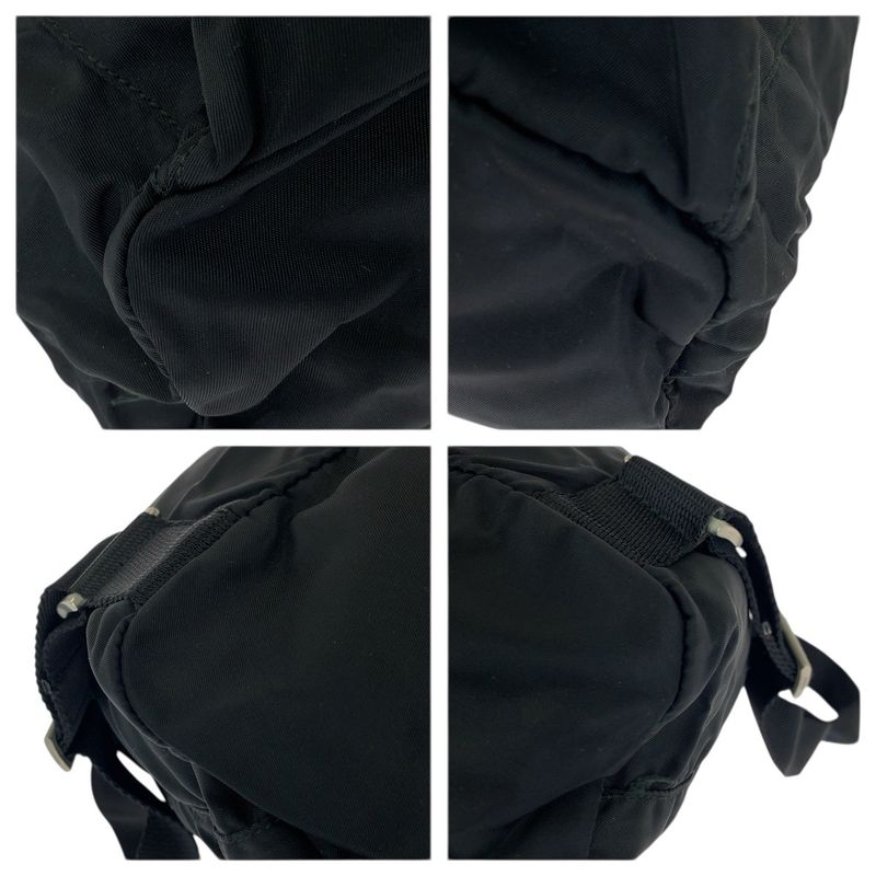 Prada Tessuto Black Silver Nylon Leather Backpack