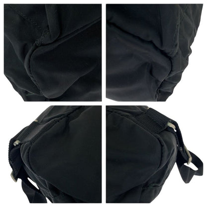 Prada Tessuto Black Silver Nylon Leather Backpack