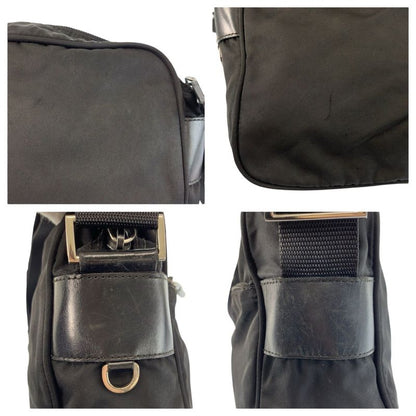Prada Tessuto Black Silver Nylon Shoulder Bag Pochette
