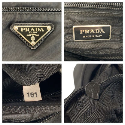 Prada Tessuto Black Silver Nylon Shoulder Bag Pochette