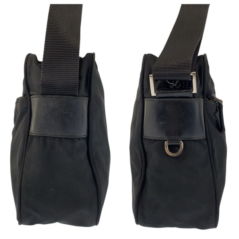 Prada Tessuto Black Silver Nylon Shoulder Bag Pochette