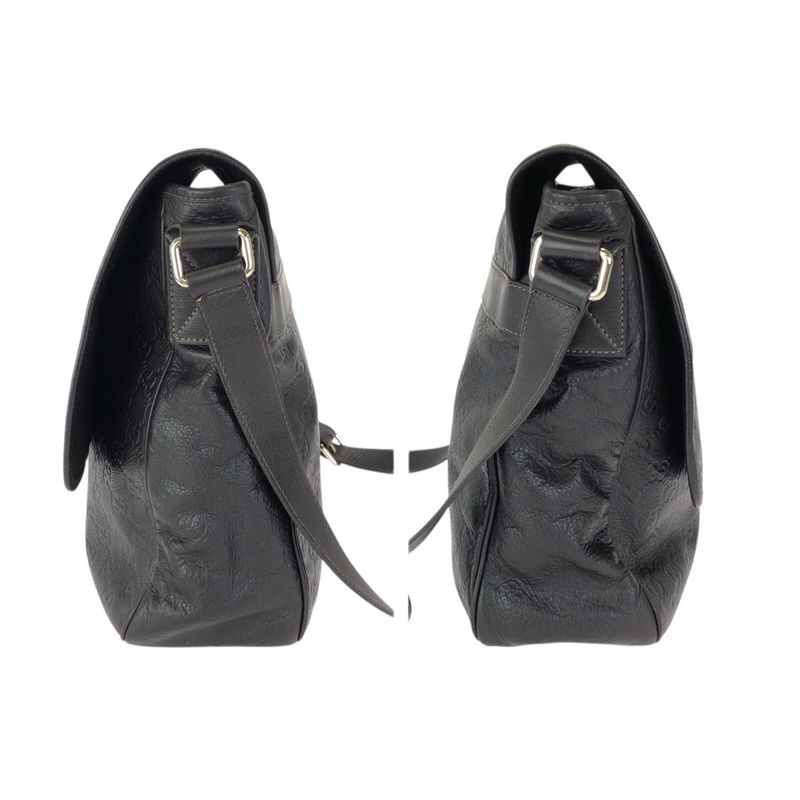 Guccissima Dark Brown Silver Leather Shoulder Bag
