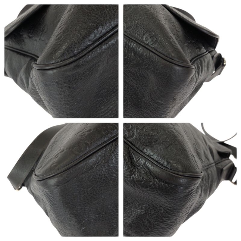 Guccissima Dark Brown Silver Leather Shoulder Bag