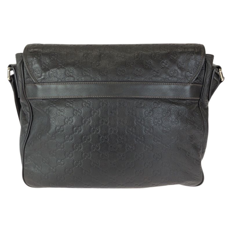 Guccissima Dark Brown Silver Leather Shoulder Bag