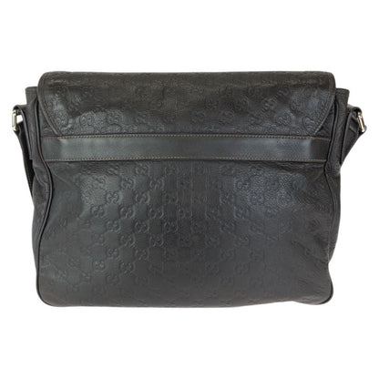 Guccissima Dark Brown Silver Leather Shoulder Bag