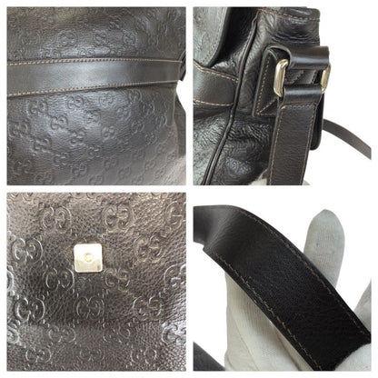 Guccissima Dark Brown Silver Leather Shoulder Bag