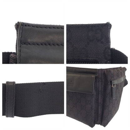 Gucci Black Silver GG Canvas Leather 018 Belt Bag Waist Pouch
