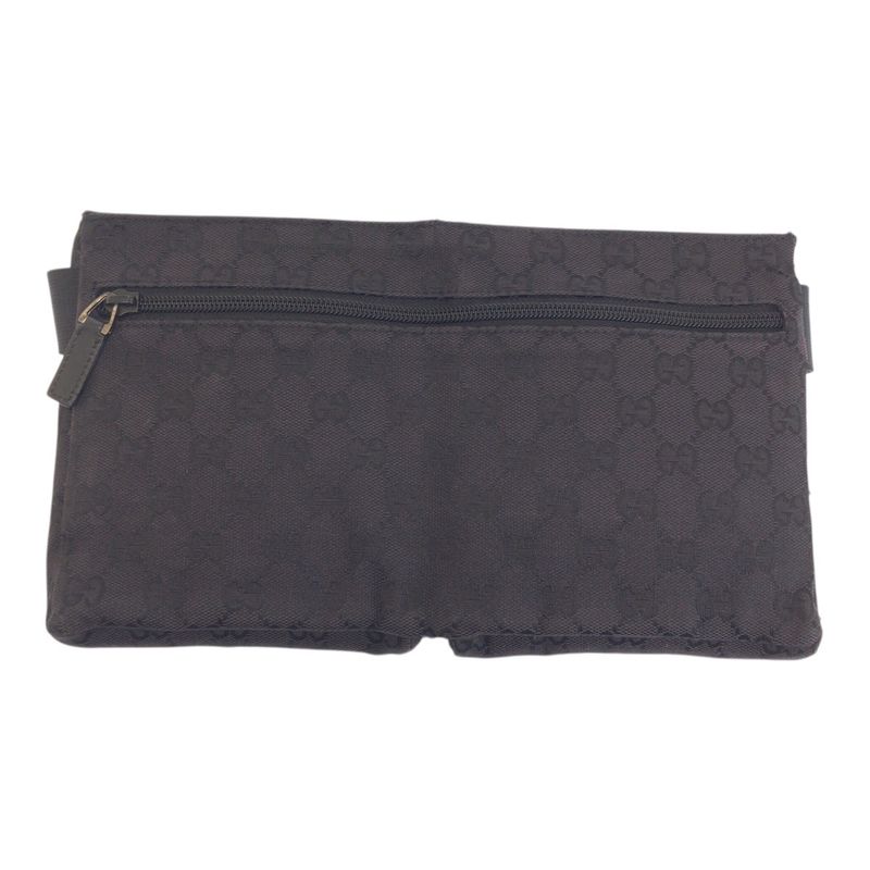 Gucci Black Silver GG Canvas Leather 018 Belt Bag Waist Pouch