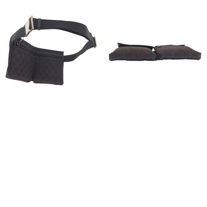 Gucci Black Silver GG Canvas Leather 018 Belt Bag Waist Pouch