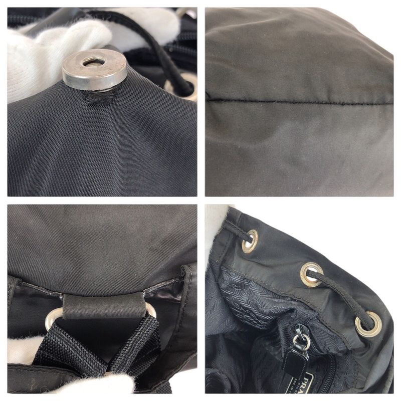 Prada Tessuto Black Silver Nylon Leather Backpack