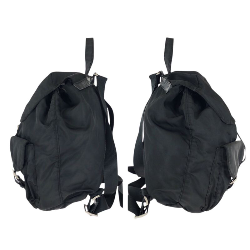 Prada Tessuto Black Silver Nylon Leather Backpack