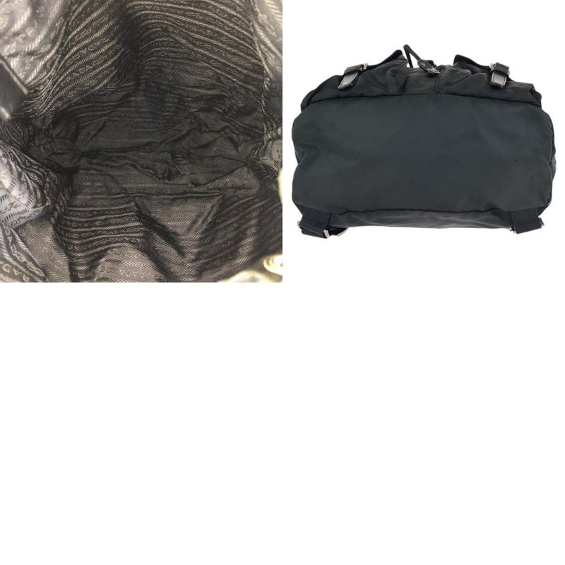Prada Tessuto Black Silver Nylon Leather Backpack