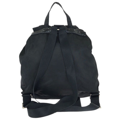 Prada Tessuto Black Silver Nylon Leather Backpack