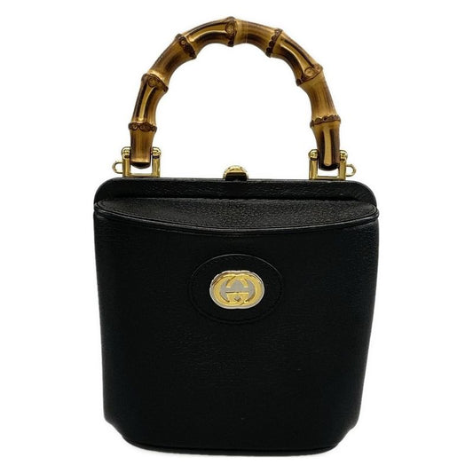 Gucci Mini Bamboo Bucket Bag Black Brown Leather