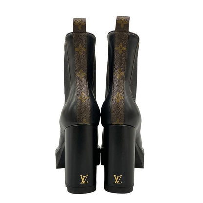Louis Vuitton Short Boots 36.5 Black Monogram Canvas Leather