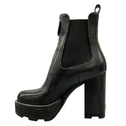 Louis Vuitton Short Boots 36.5 Black Monogram Canvas Leather
