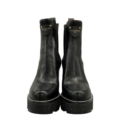 Louis Vuitton Short Boots 36.5 Black Monogram Canvas Leather