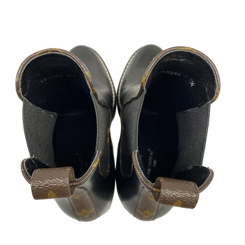 Louis Vuitton Short Boots 36.5 Black Monogram Canvas Leather