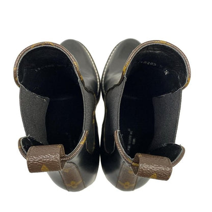 Louis Vuitton Short Boots 36.5 Black Monogram Canvas Leather