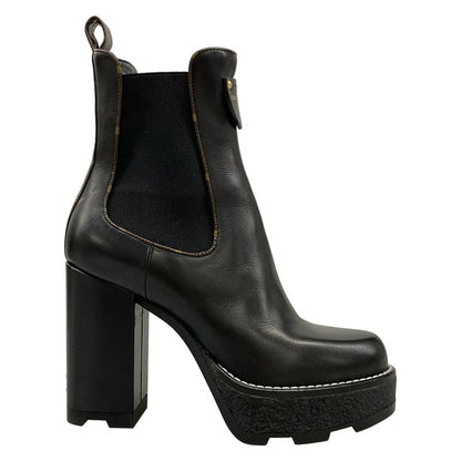 Louis Vuitton Short Boots 36.5 Black Monogram Canvas Leather