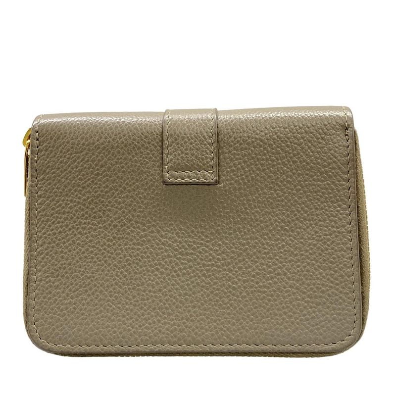 Saint Laurent Paris Bifold Wallet Tiny Gray Zip Around Leather