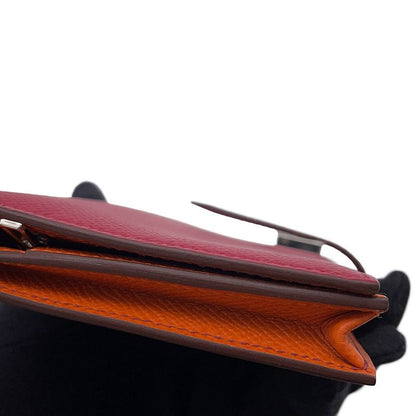 Hermes Wallet Bearn Souffle Verso Ruby Orange Silver Epsom