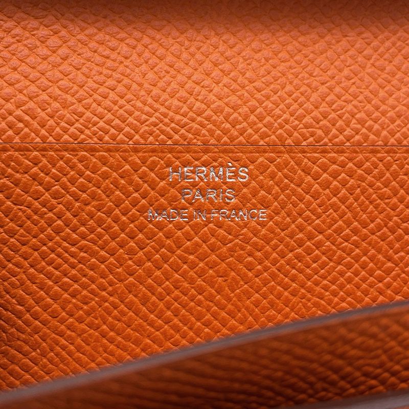 Hermes Wallet Bearn Souffle Verso Ruby Orange Silver Epsom