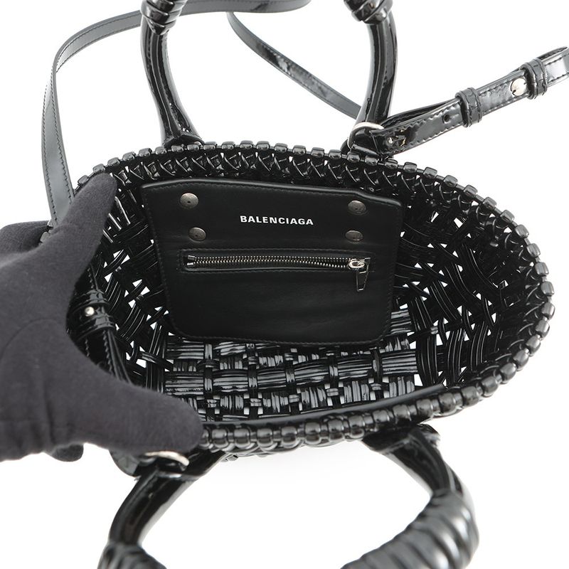 Balenciaga Bistro Xxs Patent 2-Way Shoulder Bag Black