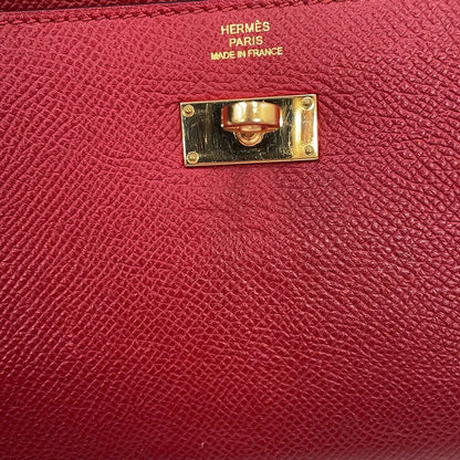 Hermes Wallet Kelly Long Rouge Grena Gold Epsom