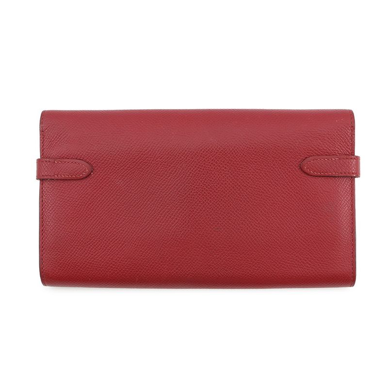 Hermes Wallet Kelly Long Rouge Grena Gold Epsom