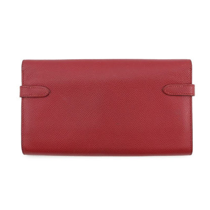 Hermes Wallet Kelly Long Rouge Grena Gold Epsom