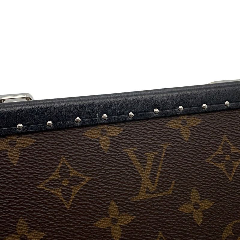 Louis Vuitton Shoulder Bag Monogram Macassar Clutch Box Black