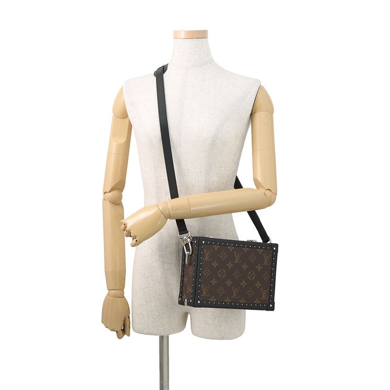 Louis Vuitton Shoulder Bag Monogram Macassar Clutch Box Black