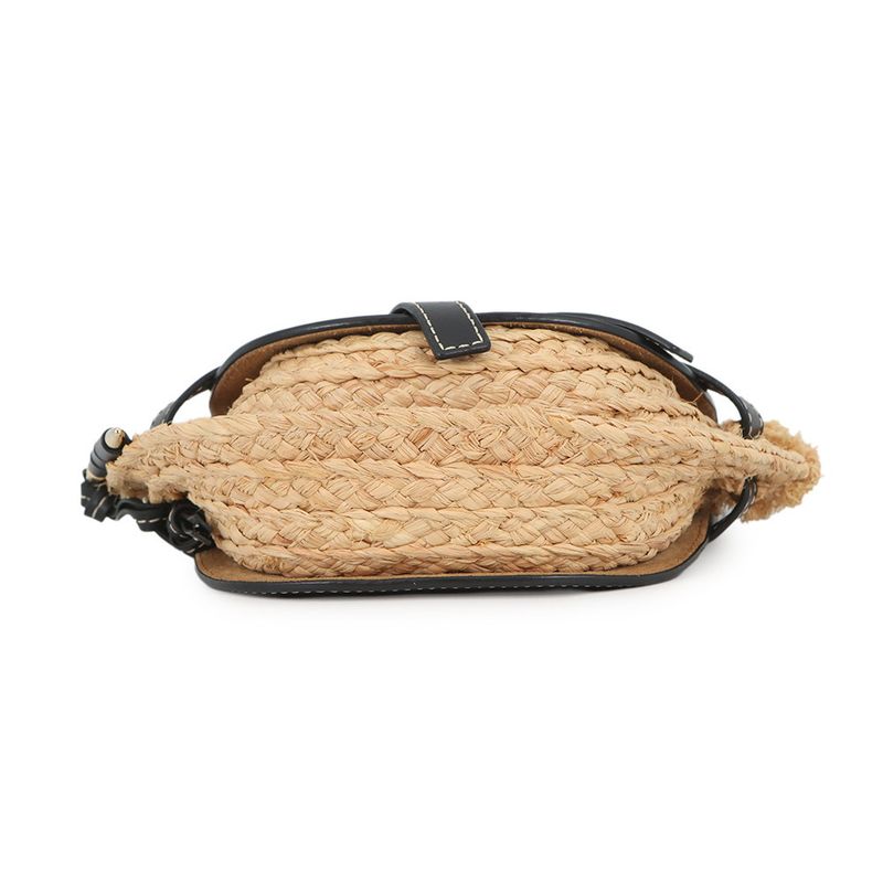 Loewe Shoulder Bag Gate Mini Raffia Leather Black