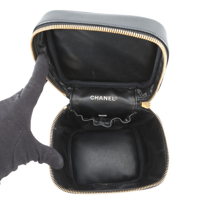 Chanel Vanity CC Logo Caviar Leather Vertical Pouch