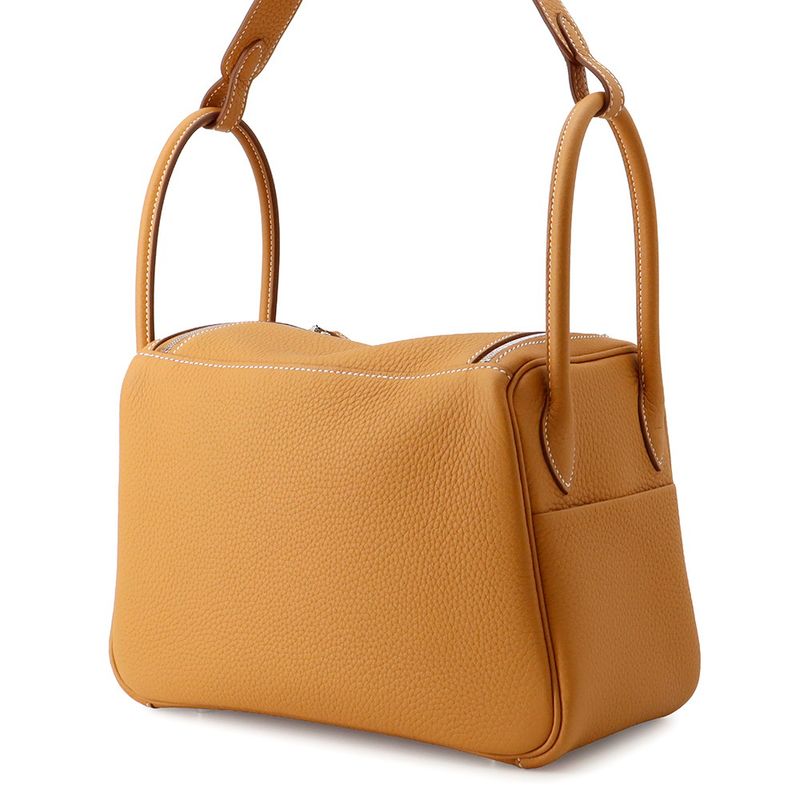 Hermes Handbag Lindy 26 Natural Sable Silver Taurillon Clemence 2-Way