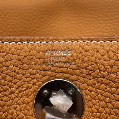 Hermes Handbag Lindy 26 Natural Sable Silver Taurillon Clemence 2-Way