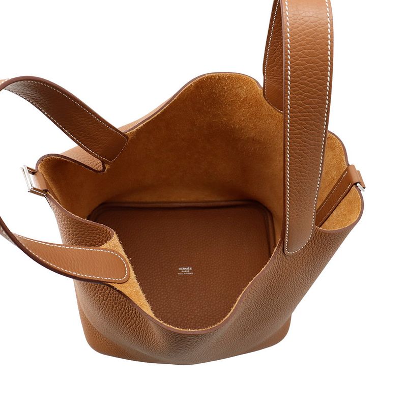 Hermes Handbag Picotin Lock MM Gold Silver Taurillon Clemence