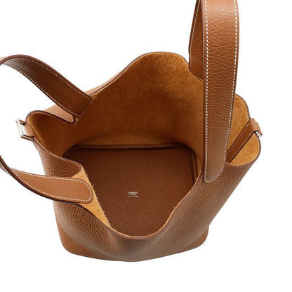 Hermes Handbag Picotin Lock MM Gold Silver Taurillon Clemence