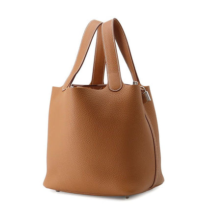 Hermes Handbag Picotin Lock MM Gold Silver Taurillon Clemence