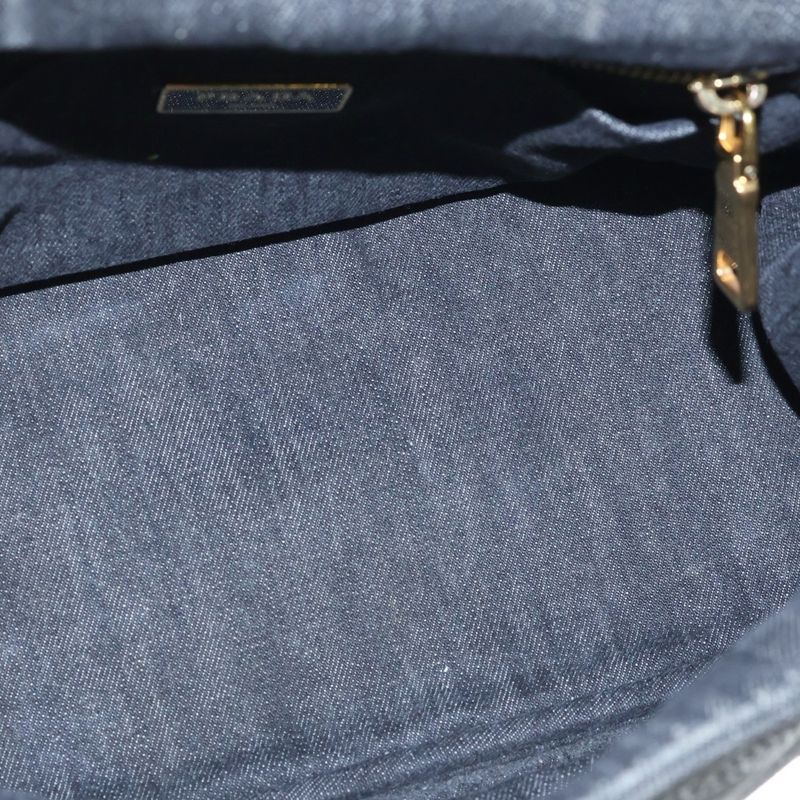 Prada Canapa Denim Tote Black Gold