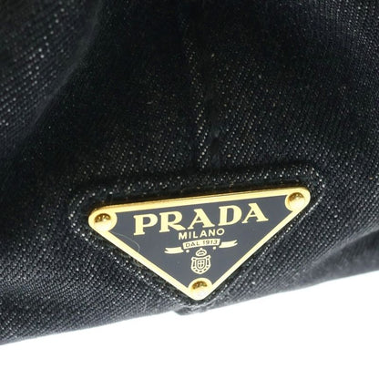 Prada Canapa Denim Tote Black Gold