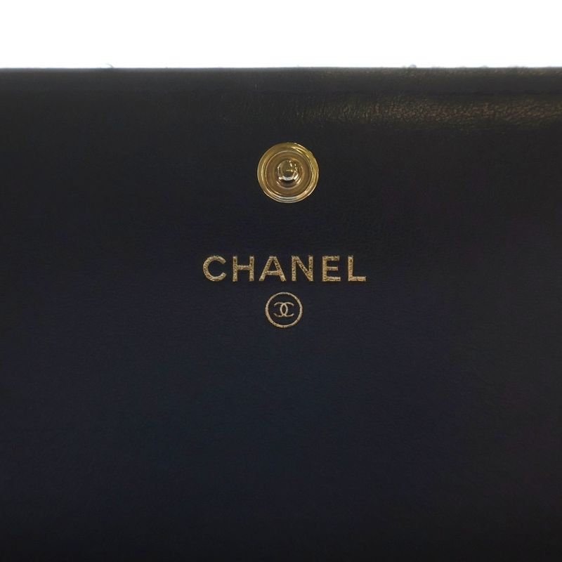 Chanel Deauville Bifold Wallet Navy Cotton Handbag