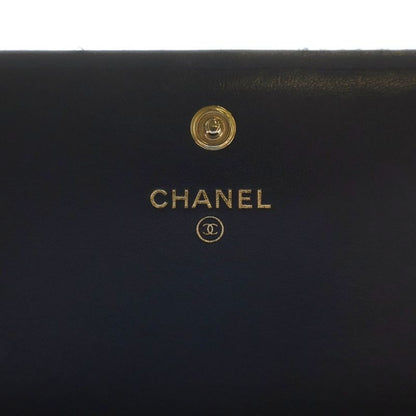 Chanel Deauville Bifold Wallet Navy Cotton Handbag