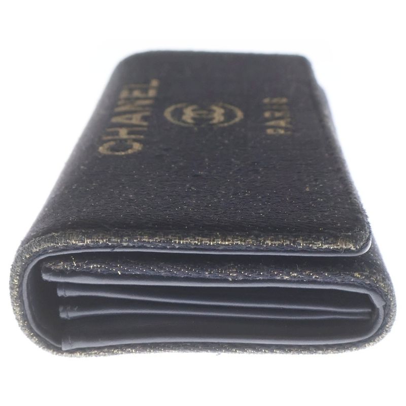 Chanel Deauville Bifold Wallet Navy Cotton Handbag