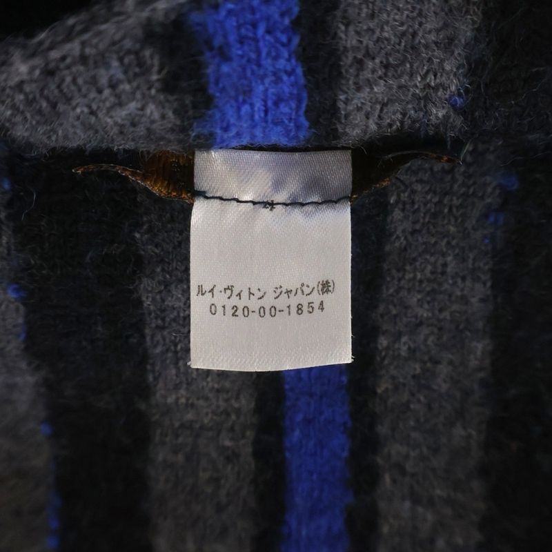 Louis Vuitton Echarpe Monogram Striped Wool Knit Scarf Gray